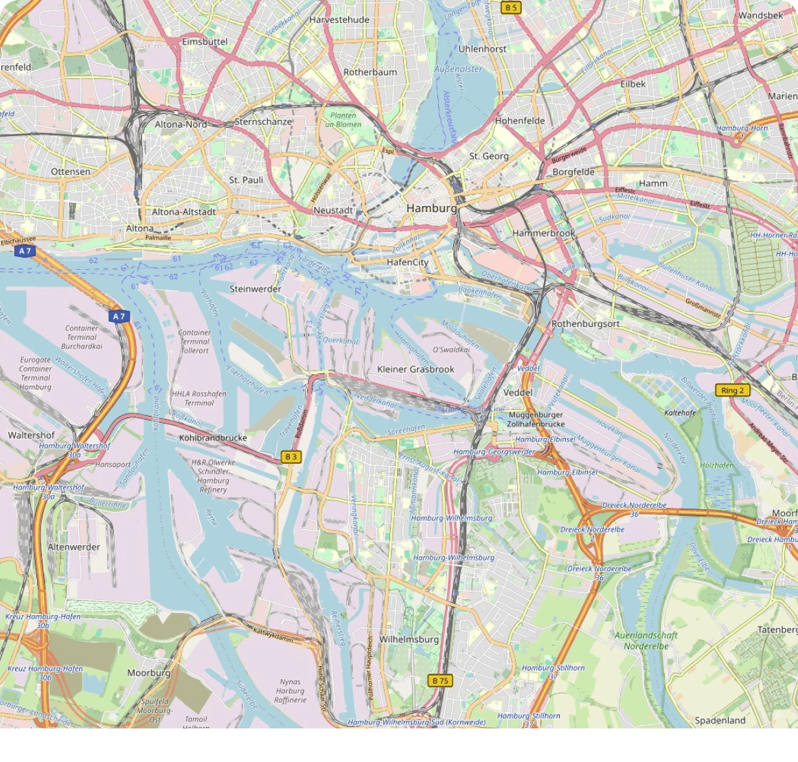 Karte mit Hamburg Bürostandort