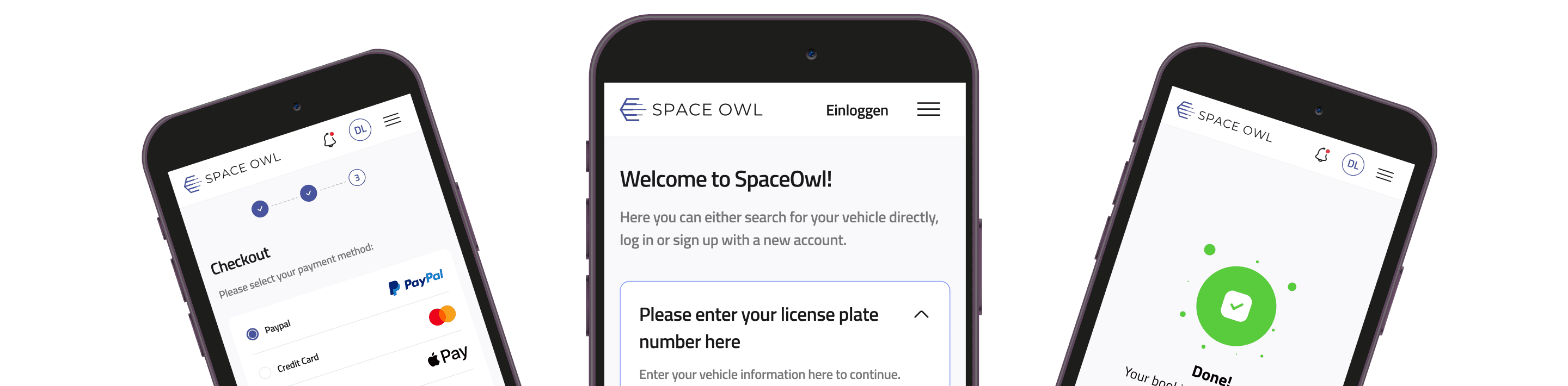Space Owl App - Three Phones Showcase