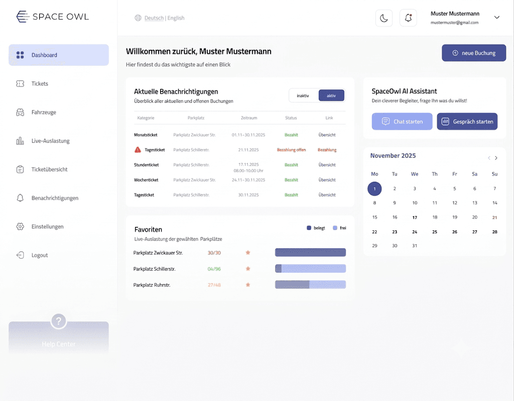 Space Owl Dashboard Preview